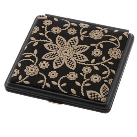 印傳屋 印伝 5015 ミラー 黒地／白漆 クレマチス 全国送料430円