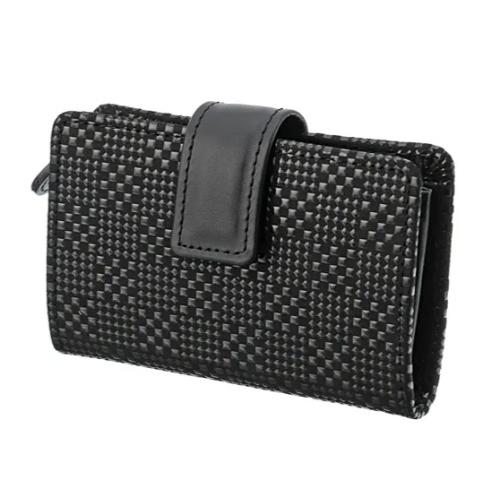 印傳屋 印伝 2531 カード入れ 黒地／黒漆 変わり市松小 全国送料600円