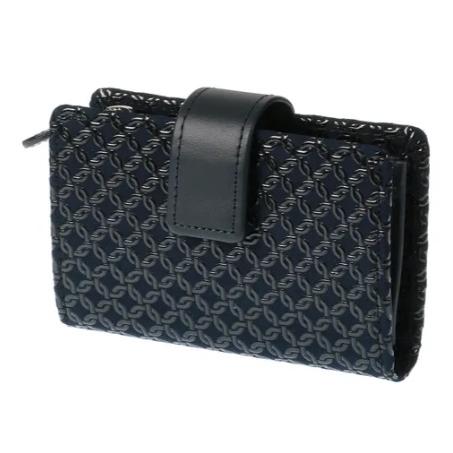 印傳屋 印伝 2531 カード入れ 紺地／黒漆 輪繋ぎ 全国送料600円