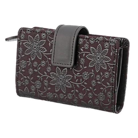 印傳屋 印伝 2531 カード入れ 紫地／黒漆 クレマチス 全国送料600円