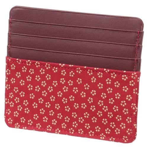 印傳屋 印伝 2530 カードケース 赤／白 小桜 全国送料430円