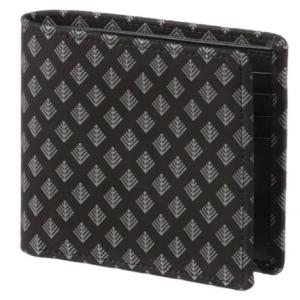 印傳屋 印伝 2003 二つ折り財布 黒地／グレー漆 若松菱