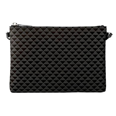 印傳屋 印伝 5030 サコッシュ 黒地／グレー漆 波うろこ