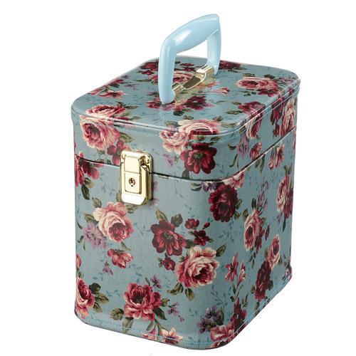 トレンケース 7寸 ナチュラルローズ柄 スカイブルー