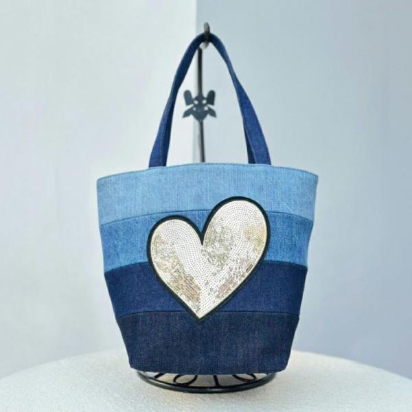 Think Bee！シンクビー デニムゴールドムーン手提げバッグ