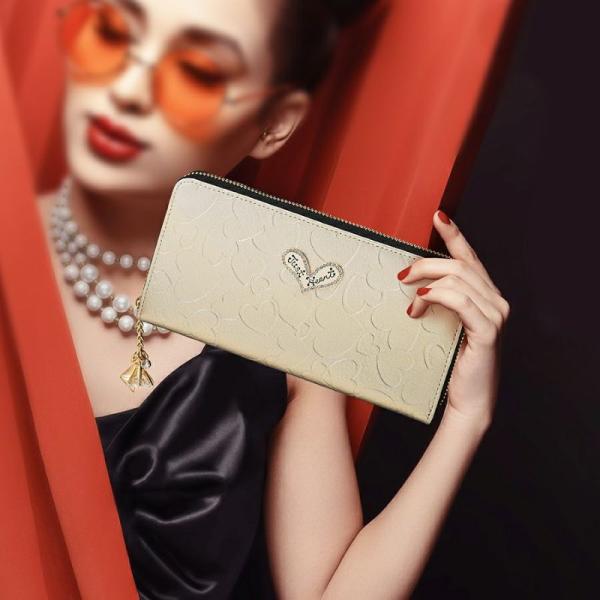 Think Bee！シンクビー ハーティハート ラウンドファスナー長財布 ゴールド