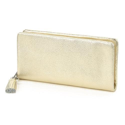 牛革 ラウンドファスナー長財布 ゴールド 全国送料430円