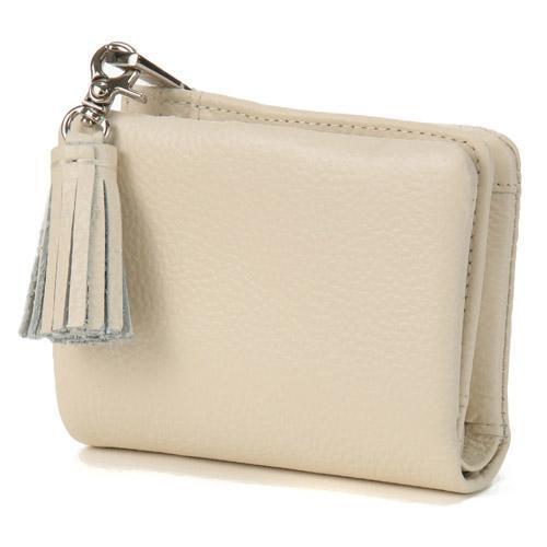 牛革2つ折りミニ財布 ホワイト