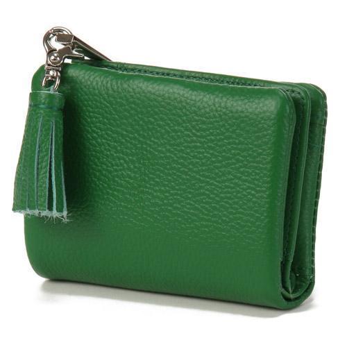 牛革2つ折りミニ財布 グリーン