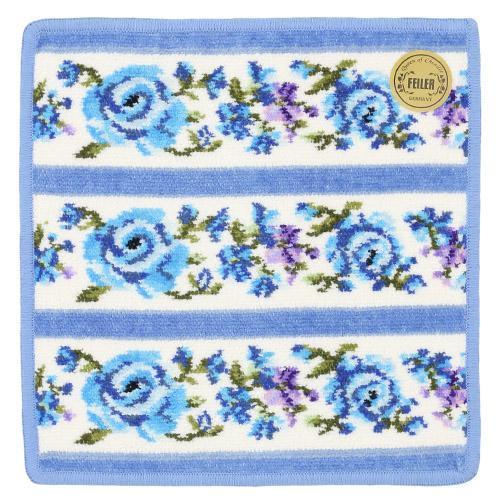 FEILERフェイラー ハンカチ（アデリーナボーダーブルー） ホワイト 全国送料430円