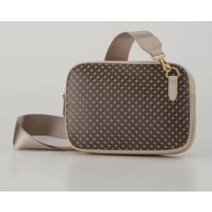 印傳屋 印伝 6124 ポシェット グレージュ／茶 輪繋ぎ