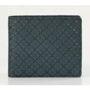 印傳屋 印伝 HISOCA 9406 二つ折り財布 グリーン 七宝繋ぎ