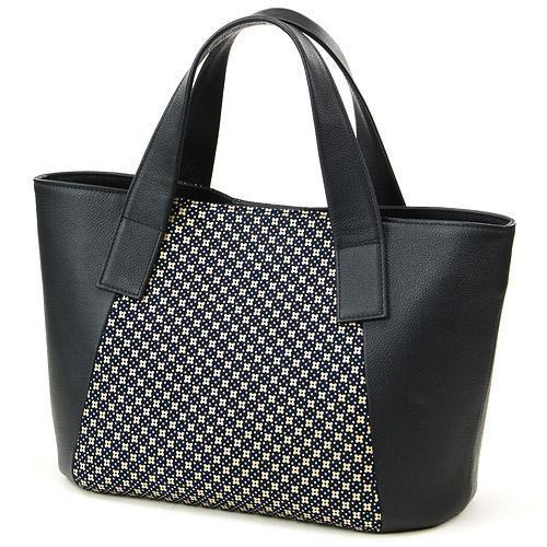 印傳屋 印伝 6347 バッグ 紺／白 花格子