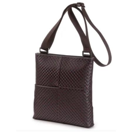 印傳屋 印伝 6009 ショルダーバッグ 紫／黒 輪繋ぎ