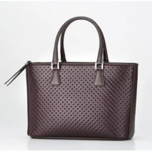 印傳屋 印伝 6366 手提げバッグ 紫／黒 輪繋ぎ