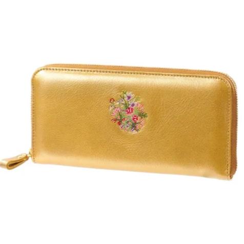 夢詩集 ベルフルール ラウンドファスナー長財布 ゴールド