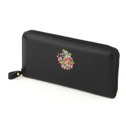 夢詩集 ラウンドファスナー長財布 ブラック 全国送料430円