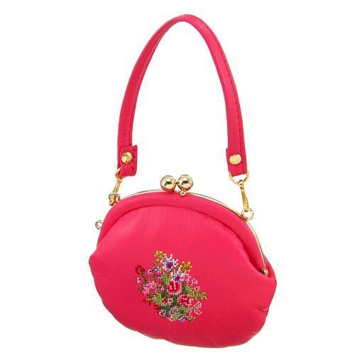 夢詩集 持ち手付きがま口財布 ピンク 全国送料430円