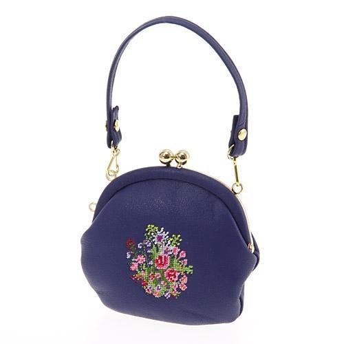 夢詩集 持ち手付きがま口財布 パープル 全国送料430円