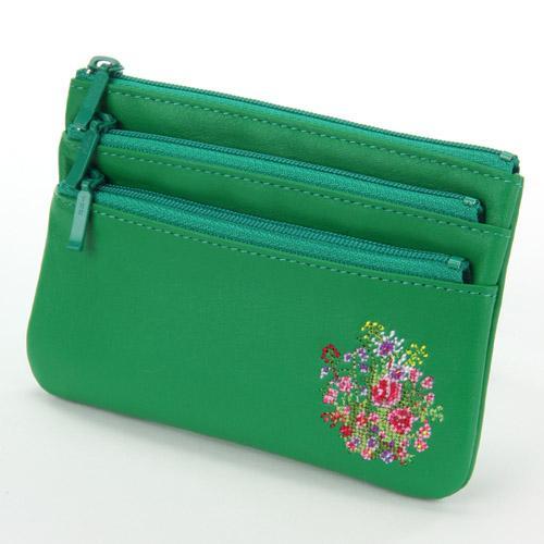 夢詩集 3段ファスナーポーチ グリーン 全国送料430円
