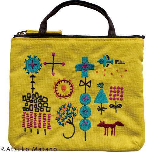 俣野温子マタノアツコ 刺繍ポーチ 小さな森（イエロー） 全国送料430円