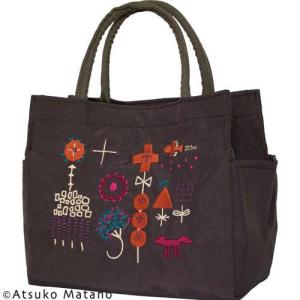 Atsuko Matano（アツコマタノ） 刺繍バッグ ＜花の刺繍＞ グレー 