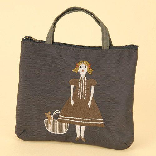 俣野温子（またのあつこ）ATSUKO MATANO 刺繍ポーチ ドール ブラウン 全国送料430円