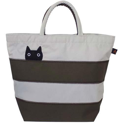 俣野温子マタノアツコ ミニバッグ ボーダー猫 ブラウン
