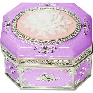 オルゴール エッグ型宝石箱 カメオ ローズ ピンク : インテリア