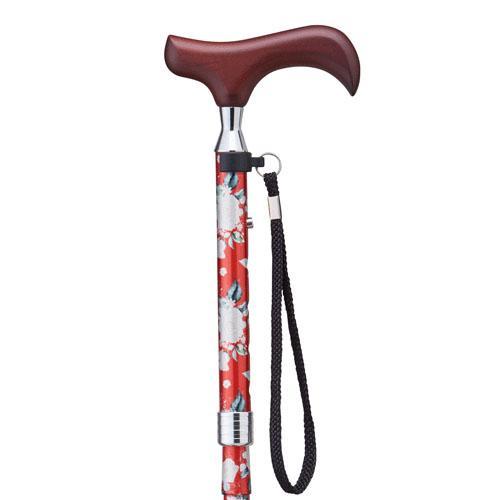 愛杖折りたたみステッキ 花柄レッド