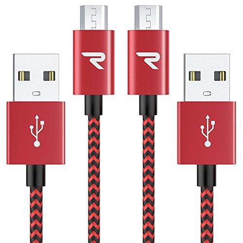 Rampow Micro USB ケーブル【1M/2本組/赤】 2.4A急速充電ケーブル 高速データ...