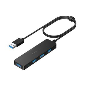 Aceele USB ハブ 4 USB ポート USB 3.0 ウルトラスリム ハブ， USB ハブ 120cm 延長ケーブル 5Gbps 超高速 軽｜lemonbb