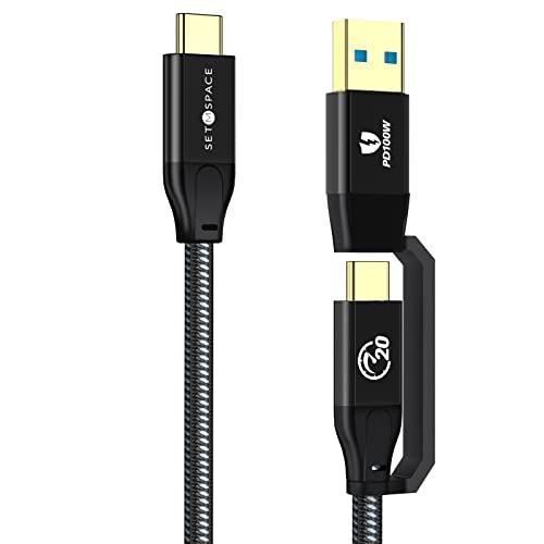 SETMSPACE usb c ケーブル USB A/USB C to USB C 2in1 充電ケ...
