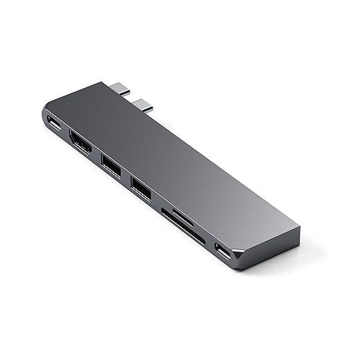 Satechi USB-C Pro ハブ スリム (スペースグレイ) USB 4， 4K HDMI，...