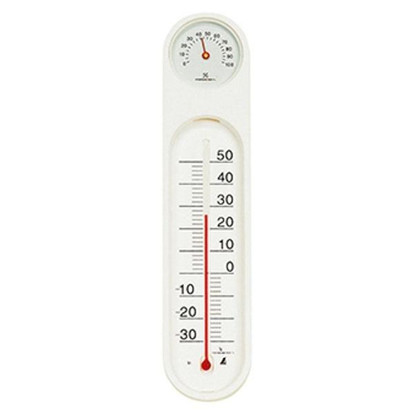 シンワ測定 温湿度計PCオーバルホワイト&amp;ホワイト 48927