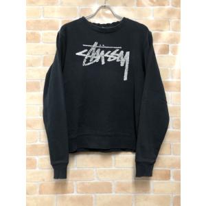 【中古】 STUSSY ステューシー クルーネックスウェットシャツ ロゴプリント ブラック S 111445866