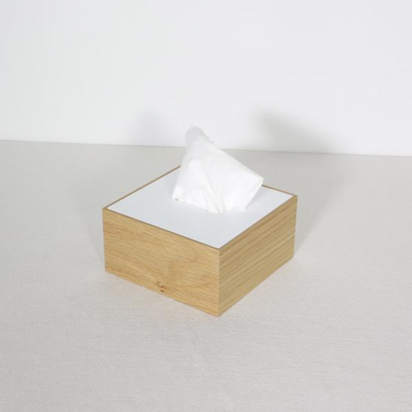 ＜ハーフ/オーク白/上フタ式＞木製ティッシュボックス