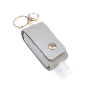 30ml レザー グレー キーホルダー 携帯 消毒 ボトル 容器
