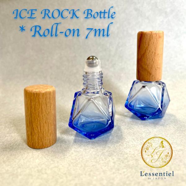 【 アイスロック 天然木 ロールオン ボトル 】7ml 1本 ガラス 青色 可愛い 南極 ブルー 容...