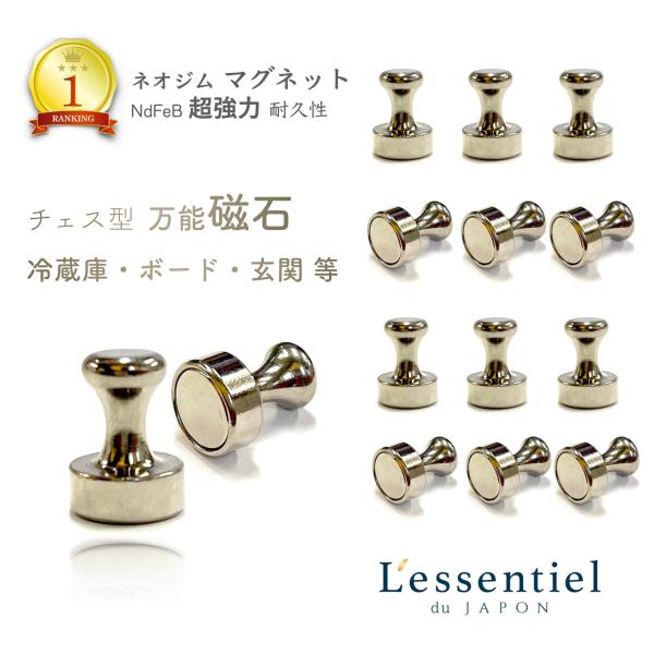 超強力【 mini ネオジム マグネット 】シルバー 12個入 ネオジム 磁石 チェス型 小型 耐久...