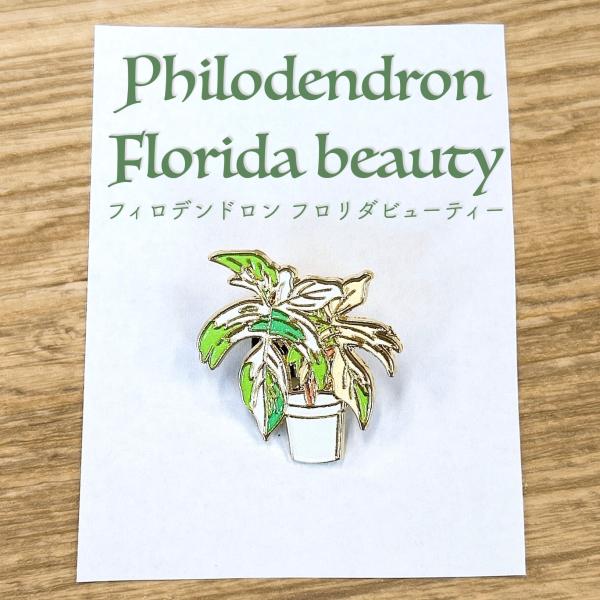 【 観葉植物 ピンバッジ 】フィロデンドロン フロリダビューティー ゴールド ボタニカル 植物 イン...