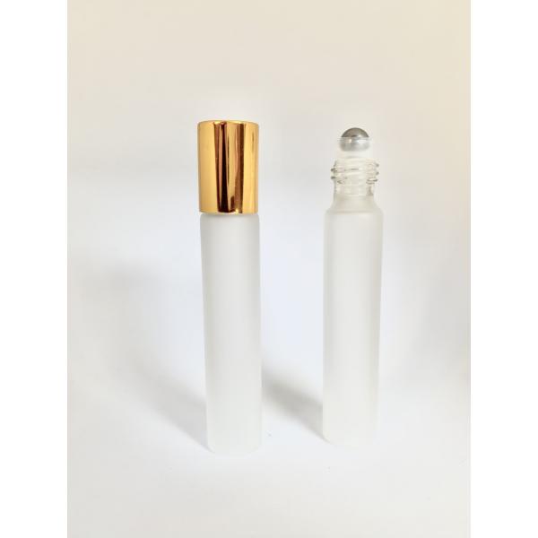 【ロールオンボトル】10ml ゴールドキャップ 高級 フロスト加工 乳白色 遮光瓶 ガラス製 化粧水...