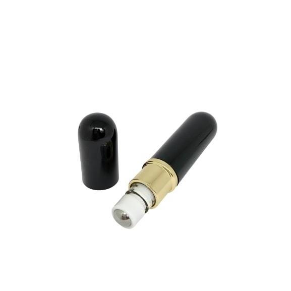 【ロールオン スチール ボトル】6ml ブラック 携帯 化粧 アロマ 器材 遮光 旅行 詰替 容器 ...
