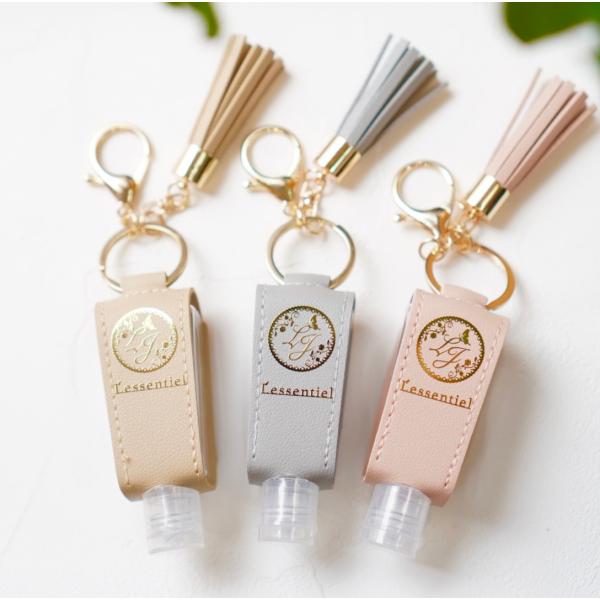 【タッセル ハンドジェルケース】30ml レソポンオリジナル レザー キーホルダー 七夕 携帯 消毒...