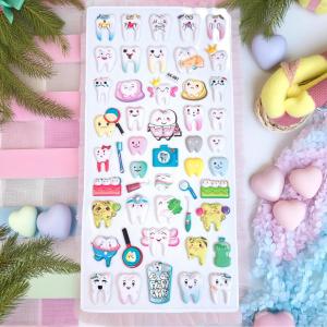 【 ぷくぷく ぷっくり ハッピー ティース ちゃん 3D シール 】No.81 コップ カメラ 歯 医者 デンタル 歯磨き 小児 歯科医院 ドクター 衛生士 子ども キッズ
