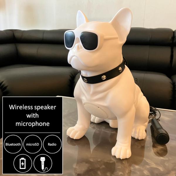 ワイヤレススピーカー マイク付き フレンチブルドッグ Bluetooth ブルートゥース USB電源...