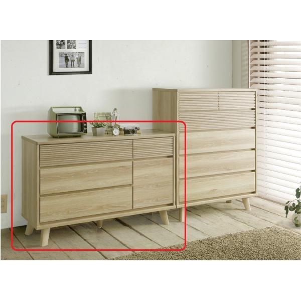 【値下げ】サボナ クロスタイム ローチェスト 120  オーク柄 桐引出し 3段 4杯 ルーバー 新...