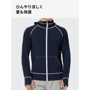 ラッシュガード メンズ 長袖 ファスナー付 ポ...の詳細画像5