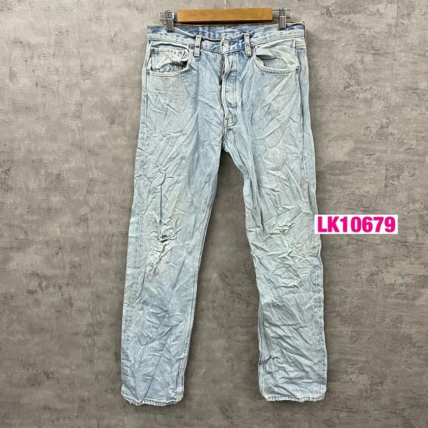 Levi&apos;s501 ライトブルー ボタンフライ デニムジーンズパンツ W32L32 実寸W30in ...