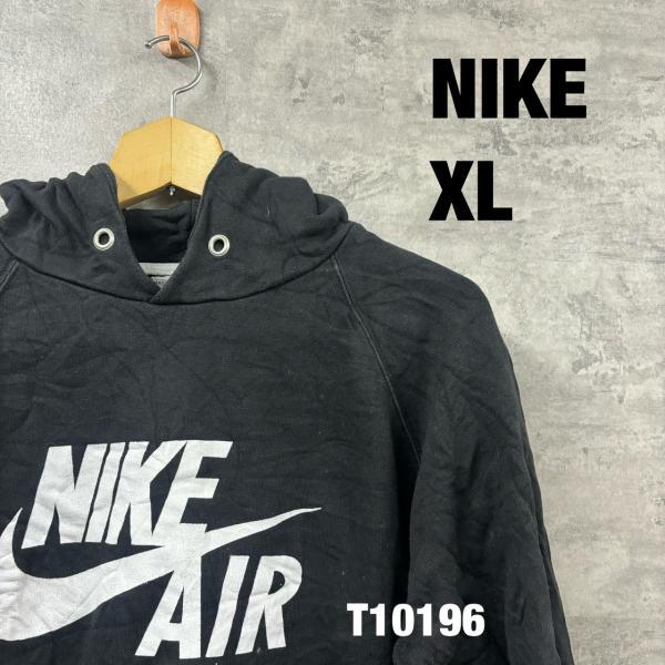 NIKE USA製 ブラック フーディー フード パーカー XL 長袖 NIKE AIR プリントロ...